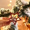 Festes de festas Natal floresta vermelha idosos de madeira luminosa pingente xmax árvore ornamentos redondos pingentes estrela cinco pontas