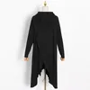 Sweat-shirt à volants en vrac pour femmes col à capuche à manches longues irrégulière décontracté noir mode féminine 210520