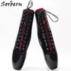 Sorbern Lockable Ballet Boots Women Ankle High Stilettos Lace Up Red Heels Fetish Shoes For Queen Tiptoe Walk Shoes Custom Colors