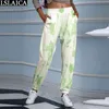 Women Sweatpants Casual Tie Dye Print Mid Waist Woman Pants Autumn Plus Size Long Trousers Sportswear Drop 210515