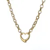 Earrings & Necklace Jewelry Set For Women Gold Tone Stainless Stel Oval Rolo Chain With Heart Charm Bracelet