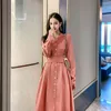 プラスサイズの秋の春の女の子の女性ヴィンテージのドレス袖の特大女性のドレスロングシャツBOHOローブvestido 210417