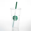 Dea della sirena Starbucks 24 once / 710ml tazze di plastica Tumbler riutilizzabile trasparente bere bevanda flat flat pilastro figura coperchio tazze di paglia tazza tazza 915oi1koi1k