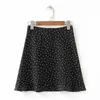 Kvinnor Dots Mini Skirt Grön Vit Saia Hög midja Faldas Sexiga Kjolar Sommar 210527