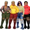 Women Plus Size Jeans Fall Winter clothes Ripped holes denim pants bigger sizes 3XL 4XL 5XL Flare Pantss Fashion Washed Blue Bell-bottom leggings 5635