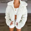Nadahair Teddy Coat Women Winter Faux Fur Coat Tjock plusstorlek Fluffy Fickor Plush Jacket Ladies Höst överrock Ytterkläder Y0829