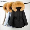 Janveny Grote Natuurlijke Wasbeer Bont Hooded 90% Duck Down Jacket Taille Intrekbare Vrouwelijke Parkas Winter Vrouwen Dikke Warme Overjas 211130