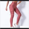 Abbigliamento donna Abbigliamento Drop Delivery 2021 Normov Casual Donna Tasche solide Patchwork Lunghezza caviglia Leggins in poliestere Fitness Vita alta Push