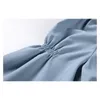 NBPM Женщины шикарные моды с голубым Питером Pan Gology женское платье сладкий шикарный нежный элегантный длинный рукав высокой талии вечеринка 210529