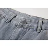 Kvinnors jeans 2021 Höst Ins High Waist Arbetsbyxor Slit Knappar Casual Loose Harajuku Mode Wide-Ben Denim Rak Byxor