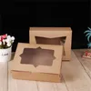 Белый коричневый крафт бумажный коробка с креативным окном подарочная коробка коробка упаковки печенье Macaron коробки свадебные подарочные коробки lx4524