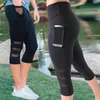 Hohe Taille elastische Frauen Mesh Legging Hosen schwarz sexy Fitness Sport Hosen mit Tasche geerntete Hosen Legging 210607