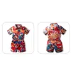 Summer Teenager Boys 2-pcs Sets Cartoon Shirts + Shorts Fashion Holiday Style Kids Clothes E3019 210610