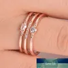 Huitan Fashion Triple Band Women Ring Classic Golden RoseGold Color With Round CZ Setting Bride Accessory Ring Geometric Shaped