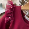 Wholesale Spring Girls Party Dress Long Sleeves Solid Color Starry Sky Sequins Cake Dresses for Weddings Kids Clothes E2201 210610