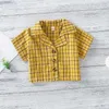 Sommer Kinder Mädchen 2-teilige Sets Gelb Plaid Kurze Hemden + Elastische Taille Rock Niedlichen Stil Kleinkind Mädchen Outfits E262 210610