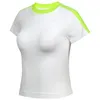 Camiseta para mujer Moda Casual Mujeres Nylon Primavera Verano Elasticidad Apretado Manga corta Sin costura Midriff desnudo Adelgazamiento Ropa delgada