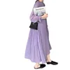 Real S Wczesna Wiosna Koreański Ins Loose-Skinned Solid Color Press Plised Dotn Dress Girl 210615