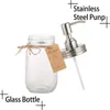 Hand Soap Dispenser pump Stainless Steel Mason Jar Countertop Liquid Soaps Dispensers