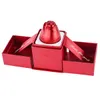 Мода Свадебная розовая кольцевая коробка держатель ожерелье ювелирные изделия дисплей хранения корпус подарок Y1214