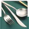 Silver Gold Copper Black Stainless Steel Cutlery Flatware Silverware 4 Piece Knife Spoon Fork Tableware Set