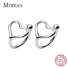 Real 925 Sterling Silver Romantic Line Love Hollow Clip Earrings for Women Fine Jewelry Accessories 210707