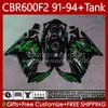 Green Flames Body for Honda CBR-600 CBR 600 CBR600 F2 FS CC 600F2 91 92 93 94 63NO.255 ​​600fs CBR600F2 600CC 1991-1994 Bodywork CBR600FS 1991 1992 1993 1994 OEM Fairings