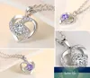 Original Solid 925 Silver Necklace Luxury Crystal CZ Love Heart Pendant Necklaces Women Party Jewelry Gifts