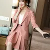 Kobieta Elegancka Plisowana Spódnica Damska Kostium Połowa Rękaw Blazer Bussiness Jacket Office Lady 2 Sztuk Set Plus Size S-4XL Dwie kawałek sukienki