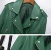 春の女性のファッションPUレザーバイカーのジャケットレッドコート210421