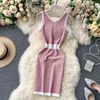 Dress Women Knitted Striped V Neck High Waist Vestidos Stretch Sexy Bodycon Dresses Korean Fashion Clothes 16183 210415