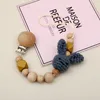 Baby Pacifier Clips Beech Pacifiers Soother Cartoon Rabbit Woodiness Holder Beaded Clip Chain Nipple Teether Dummy Strap Chains Infant Showe