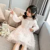 Kids Fashion Cake Dress for Girls Puff Sleeve Ins Princess 10 anni Anno Designer Abbigliamento coreano 210529