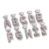 Cool Design Hip Hop Style CZ Micro Pave Crown Initial Letter Pendant Rope Chain Halsband Guld och Silver