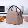 Stripe Lunch Insulation Bag Oxford Cloth Multicolor Thermal Cooler Bags Women Waterproof Handbag Breakfast Box Portable Picnic Travel Food Storage Tote JY0673