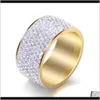 Personalized Titanium Stainless Steel Full Diamond Mens Womens Ring Band Iced Out Lovers Wedding Matching Rings Gifts Bymnx 719S55278309