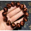 Braccialetto di perline rotonde con pietre preziose tigre rossa brasiliana al 100% naturale 14mm per donna uomo forte goccia di cristallo occhio di gatto AAAAA