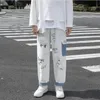 Gerade Denim Jeans Männer Grafik Gedruckt Hosen Streetwear Mann Wildleg Hip Hop Koreanische Harajuku Mode