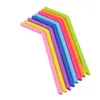 Colorful Food Grade Flexible Silicone Straws Straight Bent Curved Straw Drinking Reusable Bar Tools Beverage CCF6361