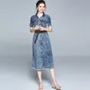 Donne Estate Elegante Denim Dress Manica Corta Office Chic Femme Designer Designer Designer Vestidos 210520