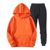 Zestawy marki Solid Color Casual Coolies + Fitness Spodnie Mężczyźni Kobiety Jesień Zimowe Ciepłe Spodnie dresowe Dres Joggers Sportswear Garnitur Y0831