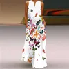 WAYOFLOVE Golden Rose Print Dress Women Elegant Casual Plus Size Long Dresses Summer Woman Sleeveless Girl Beach Maxi Dress 210602