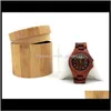 Pudełka pojemniki do domu Organizacja Home Garden Drop Dostawa 2021 Case Bamboo Wristwatch Podróży Wouchwatch Storage Watch Box Jewelry Disp