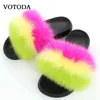 médies slippers real fox fur