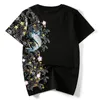 Karp haft men t-shirt chiński styl letni krótkie koszulki z krótkim rękawem hip hop topy tee streetwear