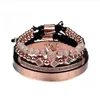 Hand-woven Braided Bracelet Golden Hip-hop Men CZ Zircon Crown Roman Numeral Jewelry Bangle269A