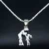 Moeder Dochter Rvs Ketting Ketting Zilveren Kleur Kettingen Hangers Sieraden Mujer Moederdag Kerstcadeau N539S01 G1206