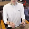 T-shirt de manga comprida dos homens de onda versão coreana do auto-cultivo camisa de algodão 210420