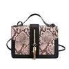 Ny Mode Korea Style Small Square Ladi Tote Snake Mönster Shoulder Cross Body PU Läder Kvinna Handväska