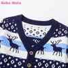 Baby Girl Cardigan 2022 Spring Christmas New Year Elk Print Toddler Boy Sweater Knit Little Girl Clothes Warm Children Clothing Y1024